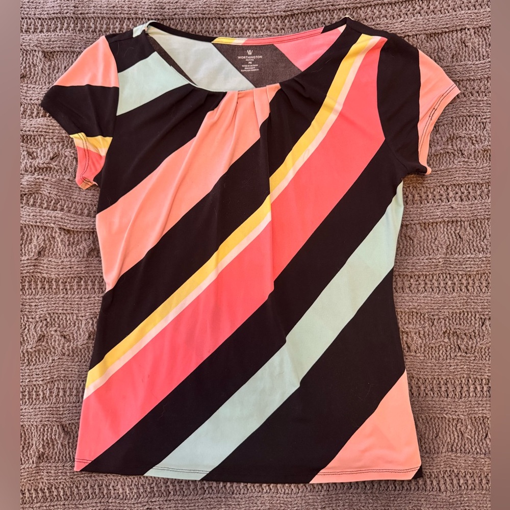 Worthington Striped Short Sleeve (Women's Petite Small)